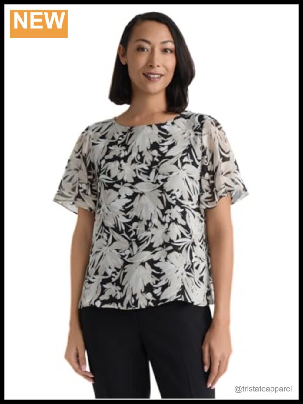 Kasper Short Flared Sleeve Printed Blouse - Business Casual Work
